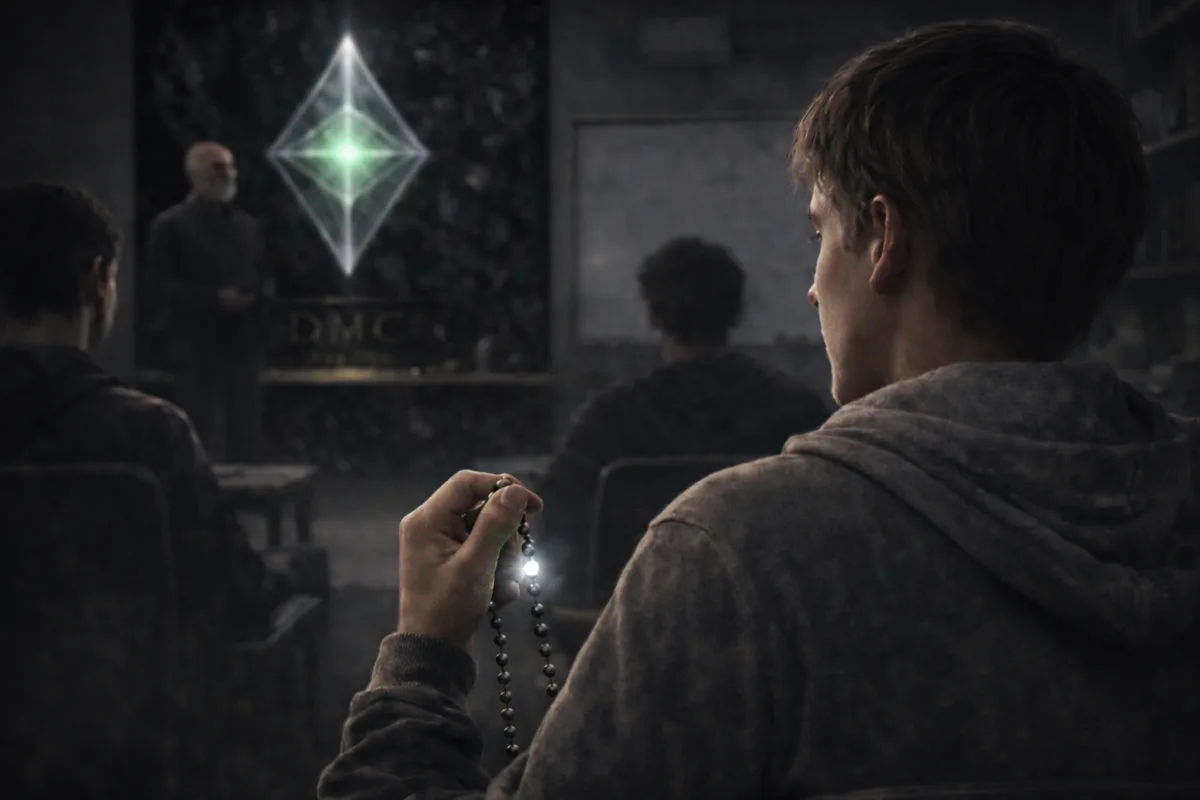 The Recruit image showing a man before Obsidian in the field.